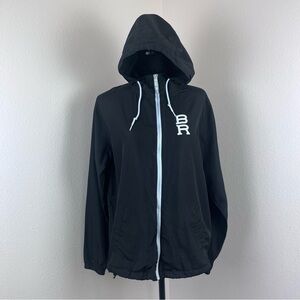 Black Rock Coffee Jacket Womens Small Windbreaker Hooded Barista Black